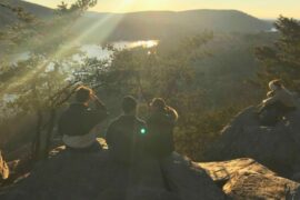 hiking-group-sunset